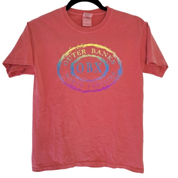 OBX Outer Banks NC Pink Crewneck Tee Gildan 100% Cotton XS (youth medium) - Picture 1 of 7